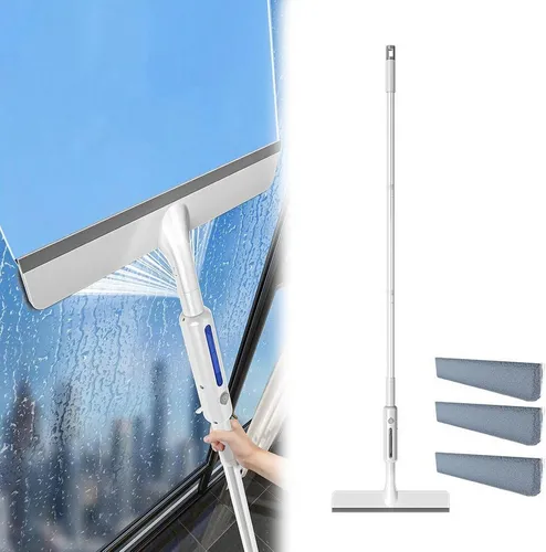 Vivitar Fensterreiniger Fensterreinigungsgerät mit Teleskopstiel und Teleskopstangee, (Geeignet für Fenster, Spiegel, Glastüren und Duschwände, Beidseitiges Sprühgerät zur Fensterreinigung mit 80-ml-Wassertank) 30cm Wischbrett Geeignet für Fensterreinigung 145cm Fensterabzieher