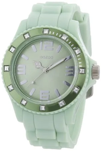 Oozoo Damen-Armbanduhr C4359 Pastel Jade mit Strass - Armbanduhren für Damen, stilvolle Analog-Uhr mit elegantem Silikon-Armband in Pastel Jade und Strass, bis 3 bar wasserdicht und ideal für jeden Anlass.
