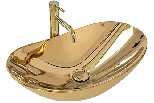 Rea Waschbecken Waschtisch Aufsatzwaschbecken Oval in Gold in gold von REA