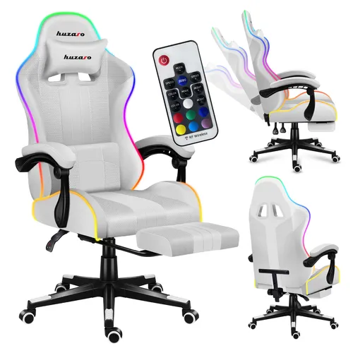 huzaro Force 4.7 RGB Gaming Stuhl - Gaming-Zubehör mit RGB-Beleuchtung, verstellbarer Rückenlehne und ausklappbarer Fußstütze für ultimativen Komfort und Stil beim Spielen oder Arbeiten.