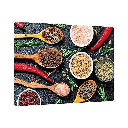 ALLboards Glas Herdabdeckplatte Schneidebrett GEWÜRZE SALZ UND PFEFFER SALZ-PFEFFER FELSENSTEIN FELS 30x40 cm Multi-Platte Arbeitsplatte Herdschutz Deko für Küchen Gehärtetes