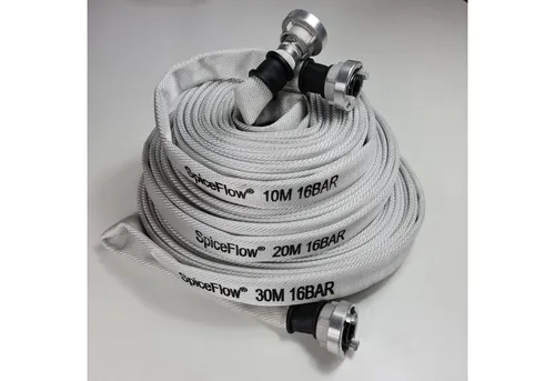 SpiceFlow Gartenschlauch Bauschlauch mit Storz-D 30 Meter - Gartenschlauch mit robusten Storz-D-Anschlusskupplungen, ideal für die effiziente Wasserweiterleitung bis 16 Bar Druck. Perfekt für Schmutz-, Regen- oder Pumpenwasser.