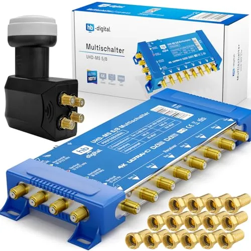 HB-DIGITAL Hochwertiger Quattro LNB + Multischalter pmse 5/8