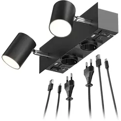 ledscom.de Wandleuchte WAIKA, 2-flammig mit USB-Anschlüssen in schwarz von LEDs Com