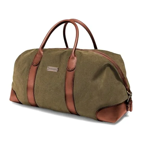 DRAKENSBERG Weekender 'David' (L) - Vintage Reisetasche - Weekender aus robustem Canvas und echtem Leder, erweiterbar auf 80L. Ideal für Reisen bis 7 Tage und als Sporttasche geeignet. Handgemacht mit hochwertigen Materialien für höchste Qualität.