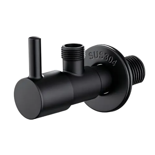 Ibergrif Eckventil 1/2 Zoll Wandanschluss, 3/8 Zoll Schlauchanschluss, Eckregulierventil, Waschbecken für Kalt Warmwasser Trinkwasser, Ventil Messing, Schwarz