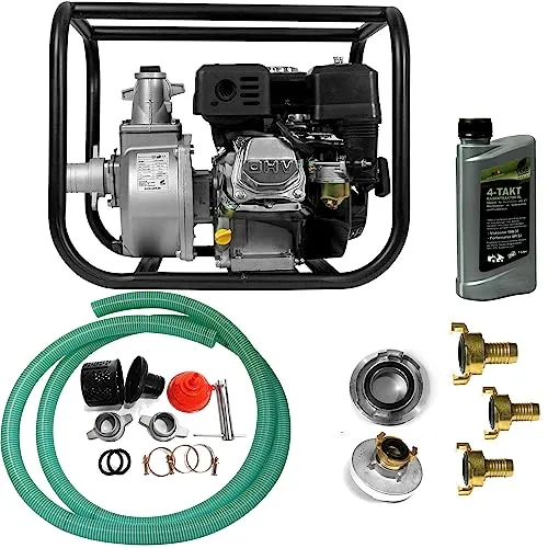 YERD Benzin Wasserpumpe Gartenpumpe TKB50 5,5PS Starter Set