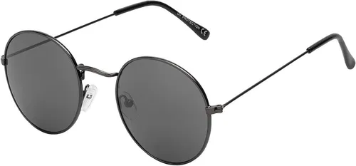Damen Herren Sonnenbrille Rund Form Designer 80er Modern Urlaub Strand 30567 Schwarz-Anthrazit
