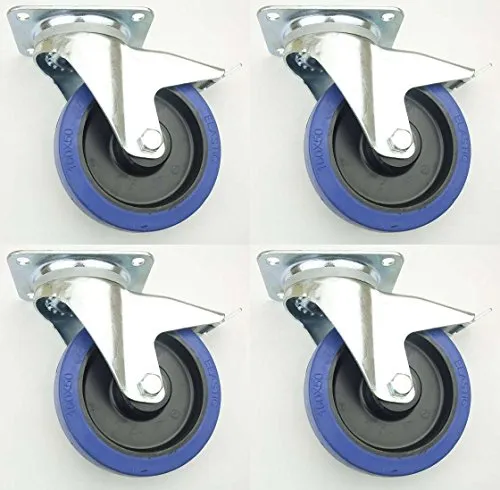 Stück 160mm Blue Wheels Lenkrollen mit Feststellbremse/Bremse FS Transportrollen Blau 300kg / Rad - INDUSTRIEQALITÄT (4x Brems) 4