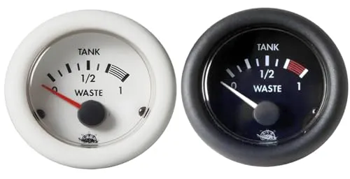 wellenshop 12/24 V Tankanzeige Schmutzwasser Waste 10-180 Ohm 52mm Boot Camper Van Farbe 12 Volt Weiß