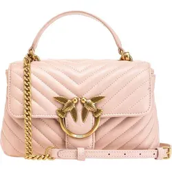 PINKO Love Lady Puff Mini CL Sheep Nappa Chevron - Elegante Handtasche aus echtem Schafsleder mit NFC-Technologie für Echtheitsprüfung und personalisierte Erlebnisse. Ideal für stilvolle Outfits und Alltag.