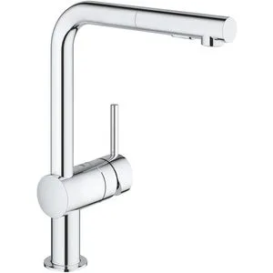 Grohe Minta Küchenarmatur 30274000 - Chrom mit herausziehbarem Auslauf - Armaturen mit GROHE SilkMove® für präzise Steuerung, herausziehbare Spülbrause für flexibles Arbeiten in der Küche und schwenkbarer Rohrauslauf für maximalen Komfort.