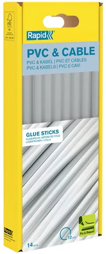 Rapid Klebepatrone PVC & Kabel 12 mm Durchmesser lang 14 Stück (250 g)