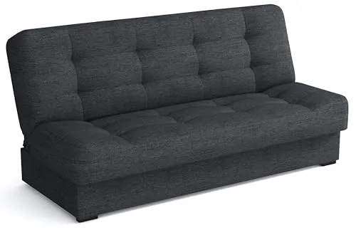 MEBLE-LUX Schlafsofa mit Bettkasten Livia, Schlafcouch 170cm Breit, Sofa mit Schlaffunktion, Federkern, Klappsofa mit Bettfunktion, Zusätzlicher Stauraum, Praktisch und Funktionell, Sofa Dunkelgrau