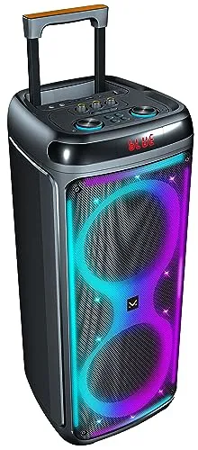 Majestic Flame T88 – Party Bluetooth-Lautsprecher mit Trolley, LED-Lichtern, USB/Micro SD/AUX/MIC, Fernbedienung und Mikrofon, TWS, wiederaufladbarer Akku, Tragegriff und Rollen für den Transport