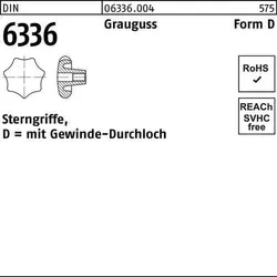 DIN 6336-D Kreuzgriff Grauguss 50 M 8 - 10 Stück - Verbindungsbeschläge: Robuste Grauguss Sterngriffe mit Gewinde-Durchloch, ideal für präzise Anwendungen und langlebige Verbindungen.