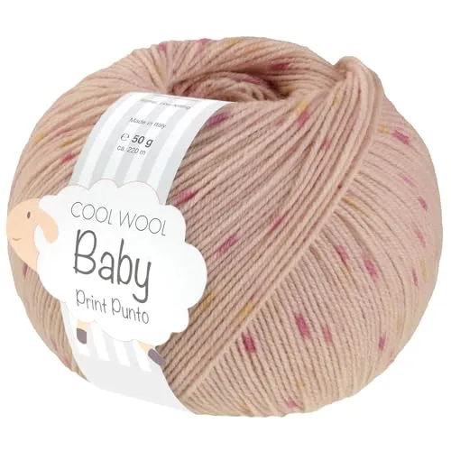 LANA GROSSA Cool Wool Baby Print Punto | 100% Schurwolle Merino, filzfrei | Handstrickgarn aus 100% Schurwolle (Merino) | 50g Wolle zum Stricken & Häkeln | 220m Garn FB 370
