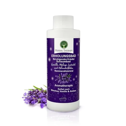 Herbal Therapy Erholungsbad | Beruhigendes Kräuter-Schaumbad mit Magnesium & Lavendel | Zur Entspannung & Regeneration von Körper & Geist | 1000 ml