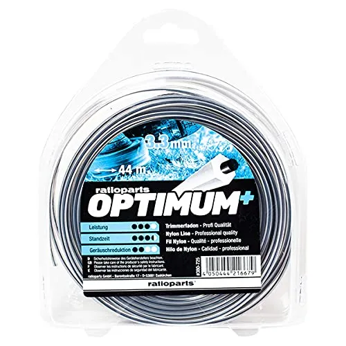 Mähfaden OPTIMUM 3,3mm 44m Trimmerfaden - Rasentrimmerfäden, langlebiger 5-Kant Nylonfaden für präzises Mähen und eine hohe Schnittleistung.
