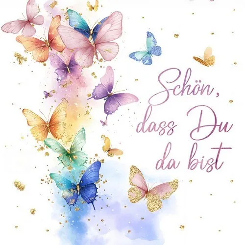 Servietten Butterfly coloured festival Buntes Schmetterlingsfest gold 33x33cm 20