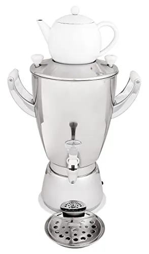 SAWOA - Premium Samowar SAMORAI 1 white - 5L Teekocher - Teekocher aus hochwertigem Edelstahl mit 5L doppelwandigem Wassertank, ideal für Gastronomie & Privat. Schnelle Aufheizzeiten und elektronische Temperatursteuerung für perfekten Tee.