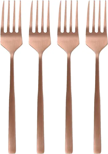 Kuchengabeln aus Edelstahl – 15 cm – Kupfer – 4er-Pack