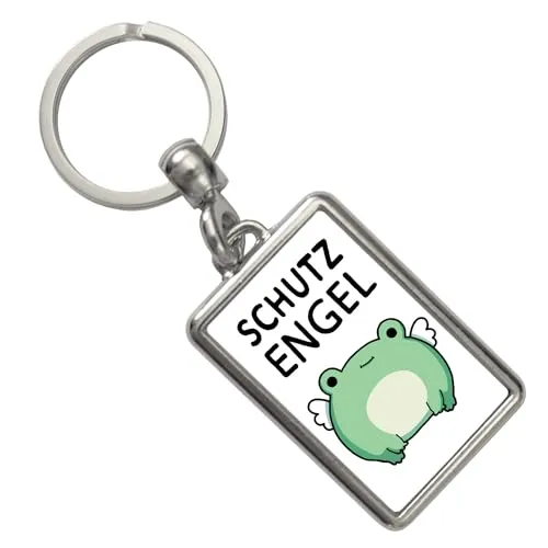 speecheese Frosch Schlüsselanhänger mit Spruch Schutzengel Glücksbringer für mehr Kraft und Glück Kawaii Frog Engel Tier