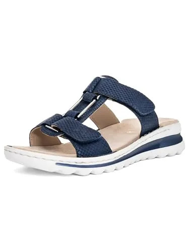 Ara TAMPA Pantolette mit Keilabsatz und Schmuckelement - Pantoletten in G-Weite mit 4 cm Keilabsatz, aus hochwertigem Veloursleder, ideal für den Sommer und bequem durch gepolsterte Innensohle.