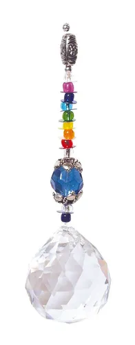 Suncatcher aus Glas und Metall 30 mm Kristall Kugel > 30% PbO, Länge 15cm