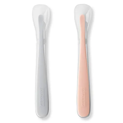 Skip Hop 252805 Skip Hop 2er-Pack Löffel zum Füttern – Grau/blasses Korallenrot, mehrfarbig