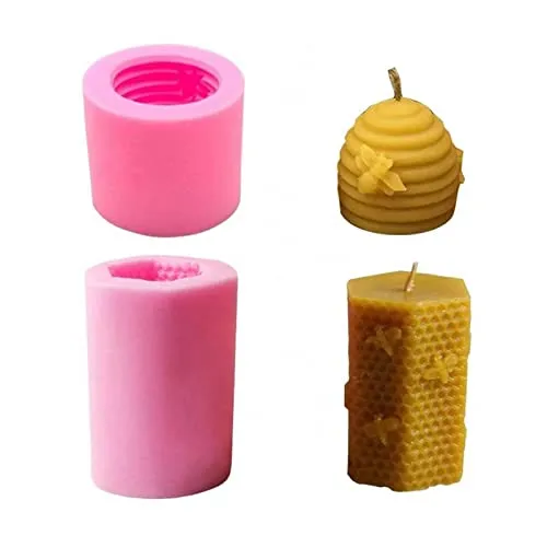 Produktbild Stück Silikonform für Bienenenwachskerzen Seife Riegel Kerzen Selbstgemachte Gießkerze DIY Silikonform Handgefertigte Kerzen Formen Fondant Kuchen Dekoration 3D Biene Biene Seifen Wachskerze Harz 2