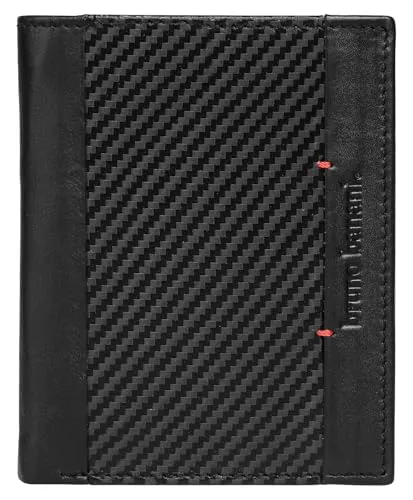 bruno banani Kleine Geldbörse im Hochformat aus Echtleder - Herren-Geldbörse mit geflochtenem Design und RFID-Kartenschutz, ideal für eine sichere Aufbewahrung von Geld und Karten in kompaktem Format.
