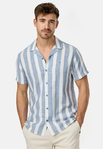 Indicode Kurzarmhemd Herren INBravida Herrenhemd Kurzarm aus einem leichtem Leinenmix, mit Button-Down-Kragen