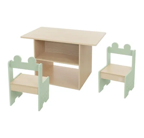 Joyz Kindersitzgruppe mit Tisch & 2 Stühlen - 3tlg. Kindermöbel Set aus Holz mit kindgerechtem Krokodilmotiv, ideal für kreatives Spielen und Lernen im Kinderzimmer oder Spielzimmer.