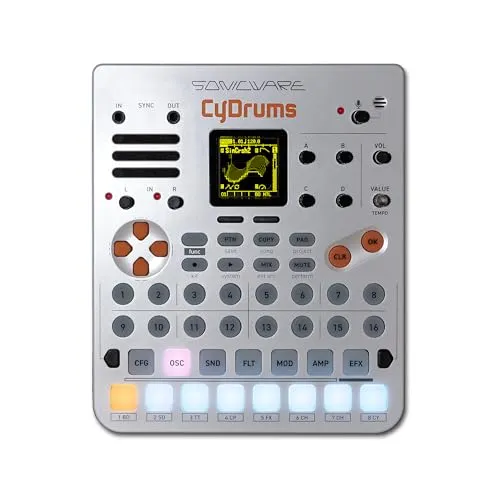 Sonicware CyDrums - Expressive Drum Synthesizer - Drum-Maschinen mit innovativer 4D-Drum-Sound-Technologie, 8-Spur-Sequenzer und 22 Klangstrukturen für kreative Beat-Kreation überall.