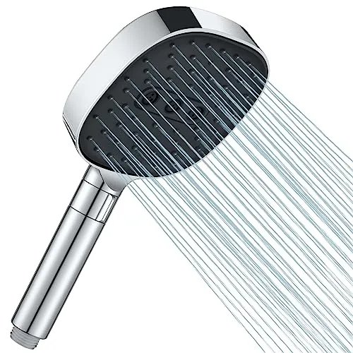 Cobbe Duschkopf Wassersparend Tanzendes Wasser Sparduschkopf, Regendusche Gross Duschkopf Druckerhöhend, Wassersparender Duschkopf(Duschkopf ohne Schlauch), Chrom