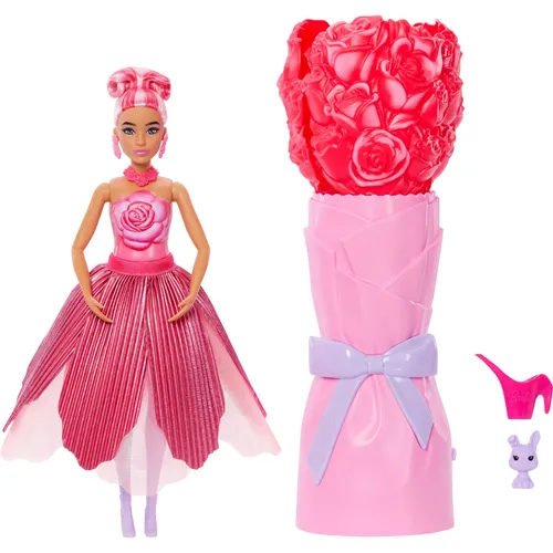 Barbie Duftende Petal Pop Puppe im Rosenkleid mit Überraschungen - Entdecke die duftende Petal Pop Barbie-Puppe! Mit Überraschungen wie einem Häschen und Zubehörteilen, die das Spielvergnügen steigern. Ideal für kreatives Geschichtenerzählen!