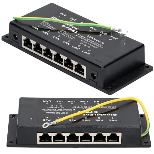 Mikrotik 6 Port Passive PoE Injector 12v~48V DC - Netzwerk-Switches mit flexibler Stromversorgung von 12V bis 48V DC, sofort einsatzbereit und ideal für die Stromversorgung von IEEE 802.3af/at Geräten.