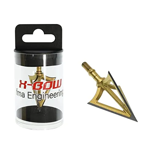 X-Bow FMA Edge Jagdspitzen – Schraubspitzen für Pfeile und Armbrustbolzen – präzise, scharf und robust – aus Metall (3er Pack, Edge II Gold 100g)