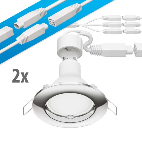 LED Decken-Einbaustrahler DEX chrom GU9,828W je 450lm warm-weiß rund 77mm Ø