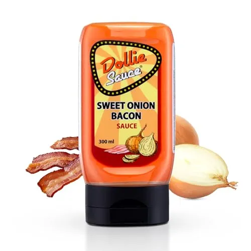 Dollie Sauce Sweet Onion Bacon, Holländische Sauce für BBQ, Grillen, Burger, Sandwich, Dip, Cremige Sauce mit süsslichen Zwiebeln und feinstem gerösteten Bacon Geschmack, 300ml