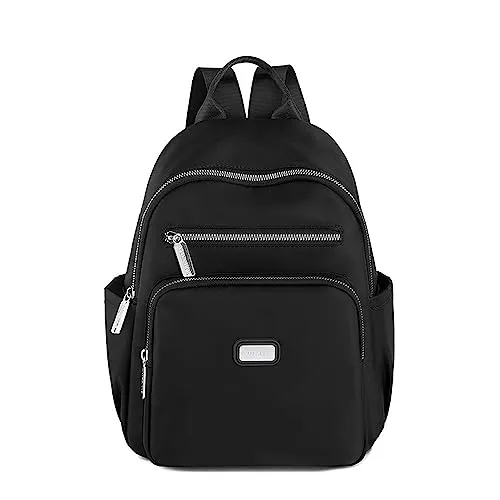 Kleine Rucksack Für Damen Mädchen Nylon Wasserdicht Lässiger Tagesrucksack Schultaschen Anti Diebstahl Schwarz