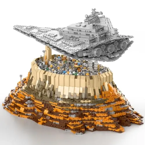 wbbw Großes schwebendes Raumschiff-Science-Fiction-Bauset, 5162-teiliger Bausatz für Fortgeschrittene für Erwachsene ab 14 Jahren, detailliertes Stadtdiorama-Display, Sammlergeschenk JG007