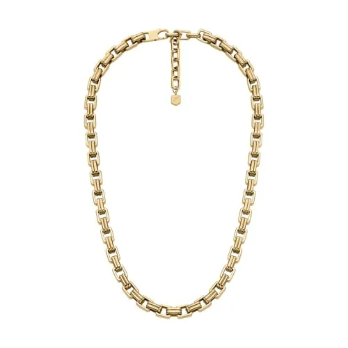 Fossil Raquel Damen Halskette aus Edelstahl - Elegante Halskette aus goldfarbenem Edelstahl mit poliertem Finish. Der sichere Karabinerverschluss sorgt für einen angenehmen Tragekomfort. Maße: 406 mm lang und 3,2 mm breit.