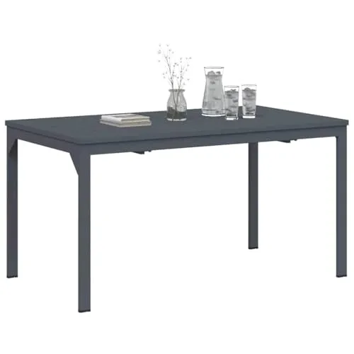 vidaXL Erweiterbarer Gartentisch Dunkelgrau aus Aluminium - Gartentisch für bis zu 6 Personen, ausziehbar von 140 cm auf 180 cm, wetterbeständig und pflegeleicht – ideal für Balkon und Garten.