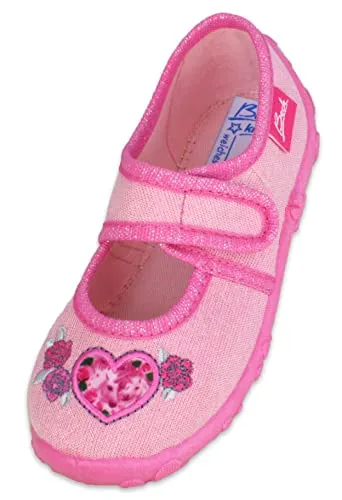 Beck Mädchen Darling Hausschuh, Pink, 35 EU - Bequeme Hausschuhe für Mädchen mit Klettverschluss, ideal für Zuhause und für einen sicheren Halt.