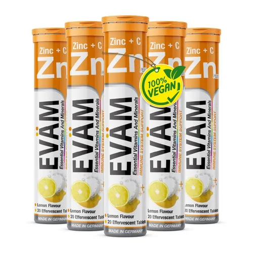 EVÄM EVÄM Zink plus Vitamin C Brausetabletten Geschmack Zitrone Brausetabletten, Set aus Röhrchen à 20,00 St., 410 g 20000 ml, Inhalt in ml ist die Gesamtmenge aufgelöst nach Dosierungsempfehlung