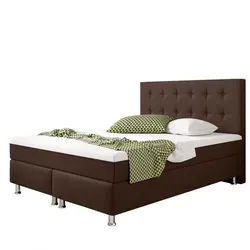 Boxspringbett Köln Plus 140x200 cm Webstoff Braun mit Topper - Erleben Sie optimalen Schlafkomfort mit dem Boxspringbett Köln Plus. Die Kombination aus Taschenfederkernmatratze und Topper-Optik sorgt für individuelle Körperanpassung und Druckentlastung. Ideal für entspannte Nächte im Schlafzimmer.