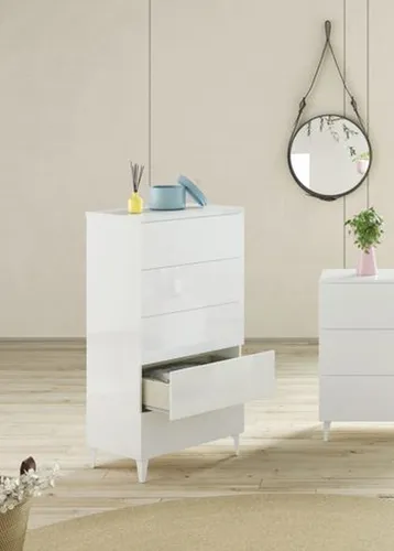 Kommode >Loft< in weiß glänzend - 61x117x40 (BxHxT)