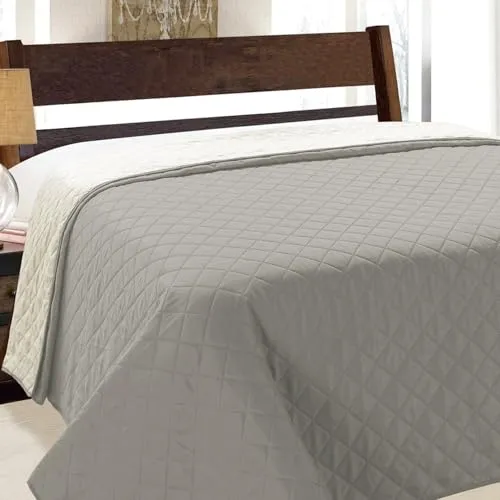 Euromat Tagesdecke Steppdecke Bettüberwurf (Ohne Kissenbezüge) Größe: 220x240 cm (Grau Hellgrau- Vigo 010)